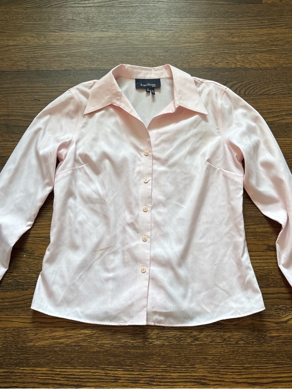 Evan-Picone Petite Soft Pink Collared Blouse